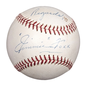Spectacular Jimmie Foxx Single-Signed OAL Cronin Baseball (Beckett MINT 9 & JSA)